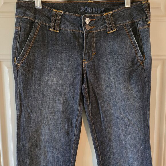 Decree Jeans Junior Womens Flare Dark Wash Size 5 Denim Y2K 90s Bootcut Vintage - Picture 3 of 7